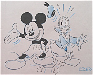 300x243 Mickey And Donald Original Drawing, Disney World - Mickey Mouse And Friends Drawing