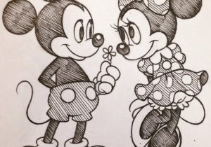 300x210 Pencil Sketches Of Mickey And Minnie Mouse Pencil Drawings - Mickey Mouse And Minnie Mouse Drawing