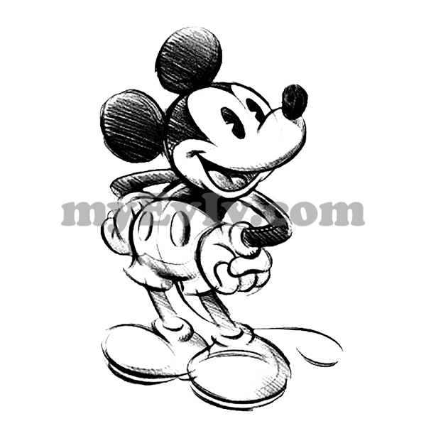 600x600 Blackwhite Mickey Mouse Sketch T Shirt - Mickey Mouse Black And White Drawing