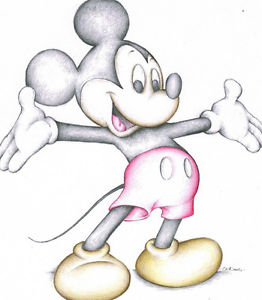 262x300 Mickey Mouse Disney Cartoon Art Colour Pencil Drawing Hquality - Mickey Mouse Cartoon Drawing