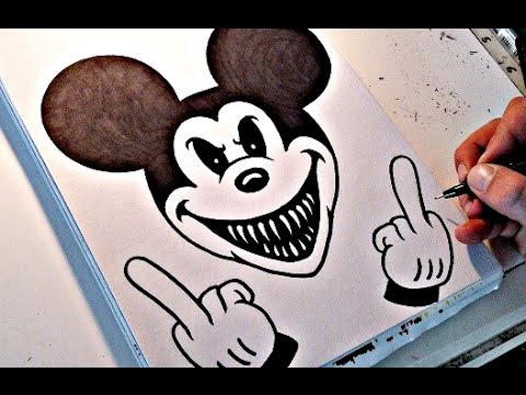 480x360 How To Draw Evil Mickey Mouse - Mickey Mouse Drawing