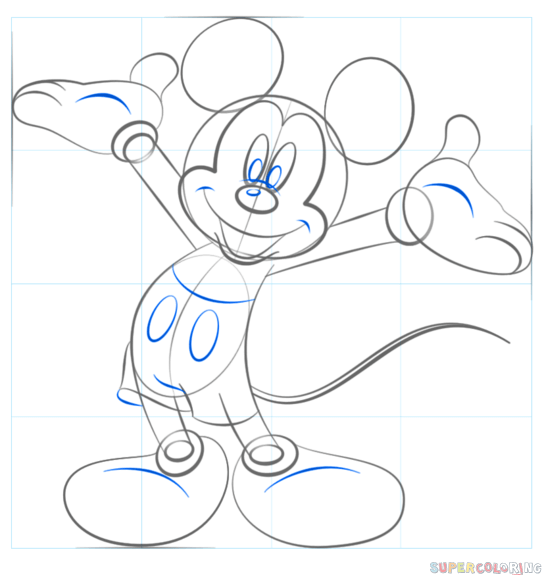 542x575 Sketch How To Draw Mickey Mouse Disney Step - Mickey Mouse Drawing