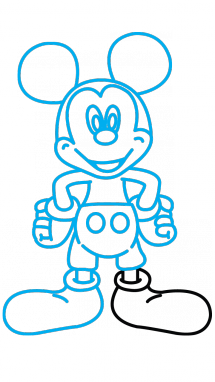 215x382 how to draw mickey mouse, cartoons, easy step - Mickey Mouse Drawing Easy