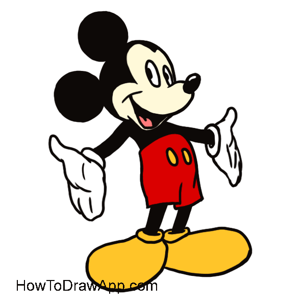 600x600 Learn How To Draw Mickey Mouse Step - Mickey Mouse Drawing Easy