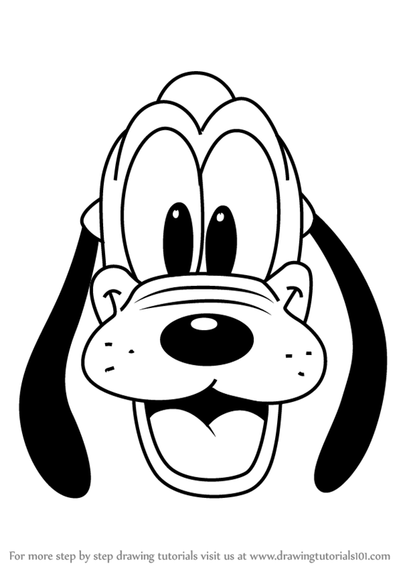 567x800 Learn How To Draw Pluto Face From Mickey Mouse Clubhouse - Mickey Mouse Drawing Face