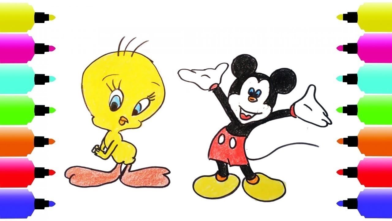 1280x720 How To Draw Mickey Mouse, Duck, Kids Learn Drawing, Art Colors - Mickey Mouse Drawing For Kids