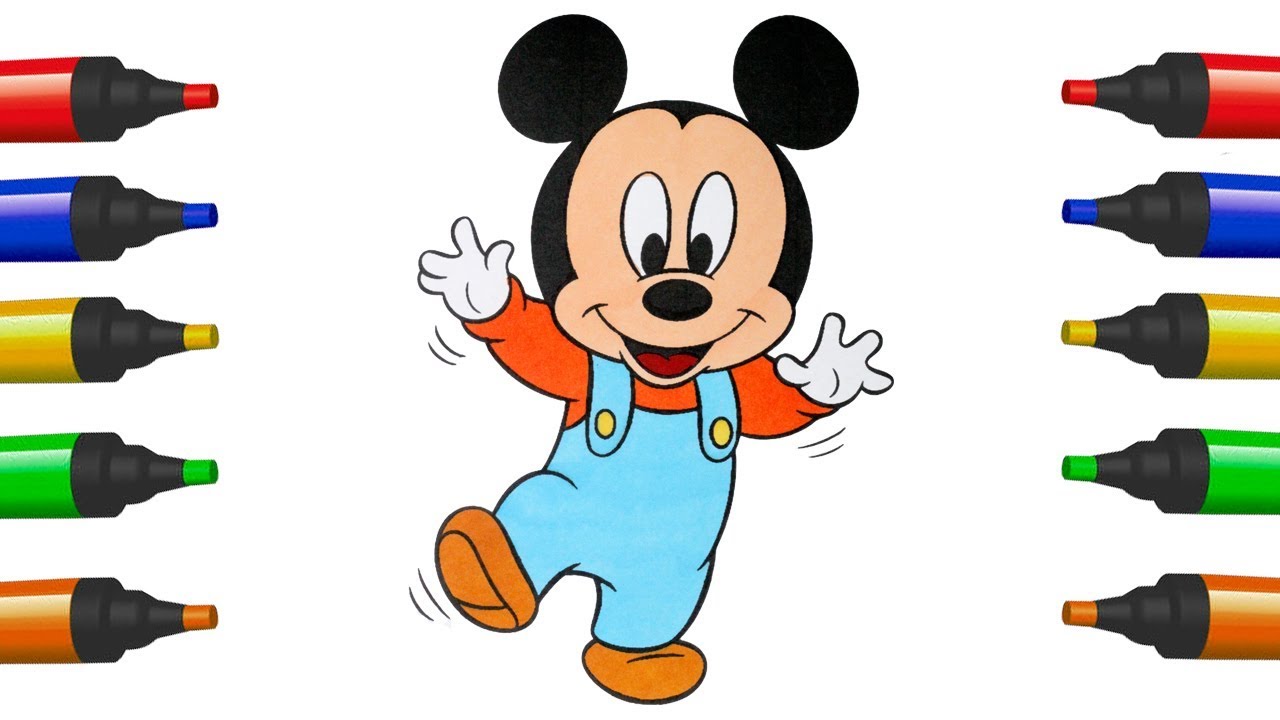 1280x720 how to draw mickey mouse baby disney mickey mouse coloring pages - Mickey Mouse Drawing For Kids