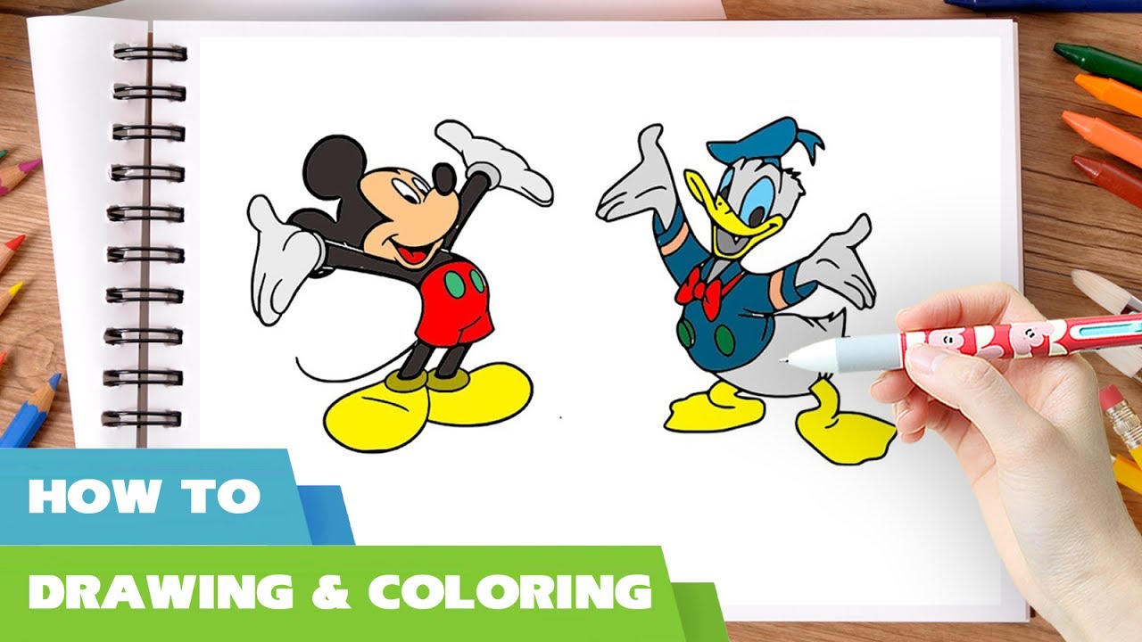 1280x720 Super Donald Duck Coloring - Mickey Mouse Drawing For Kids
