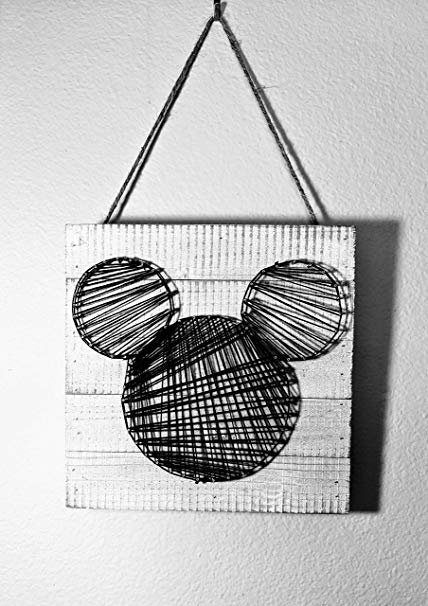 428x606 disney wall art, mickey mouse ears, string art on wood - Mickey Mouse Ears Drawing