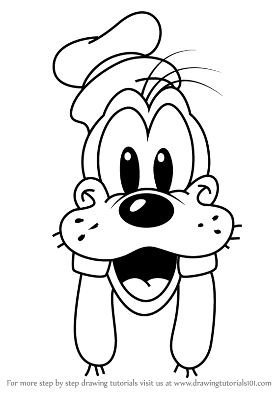 566x800 Learn How To Draw Goofy Face From Mickey Mouse Clubhouse - Mickey Mouse Face Drawing