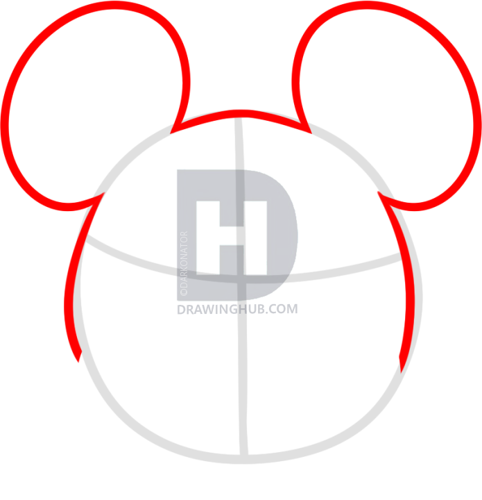 695x720 How To Draw Mickey Mouse For Kids, Step - Mickey Mouse Head Drawing