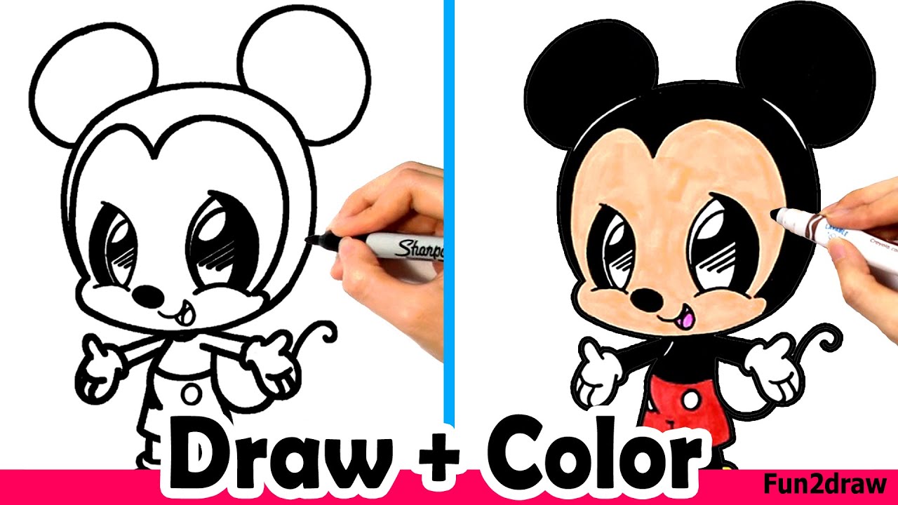 1280x720 How To Draw Mickey Mouse Cute + Easy And Color With Crayola - Mickey Mouse Images For Drawing
