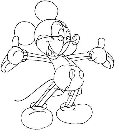 400x451 How To Draw Mickey Mouse With Easy Step - Mickey Mouse Line Drawing