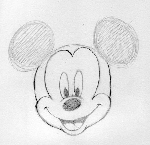600x578 How To Draw Old Mickey Mouse - Mickey Mouse Line Drawing