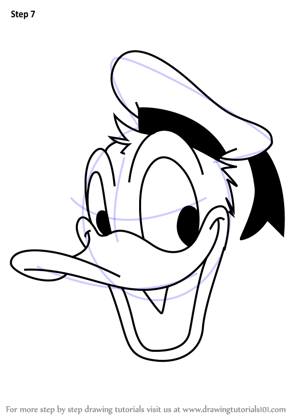 600x846 Learn How To Draw Donald Duck Face From Mickey Mouse Clubhouse - Mickey Mouse Line Drawing