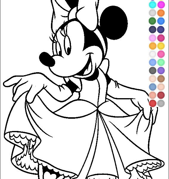 567x600 minnie mouse coloring mickey mouse and minnie mouse drawing - Mickey Mouse Line Drawing
