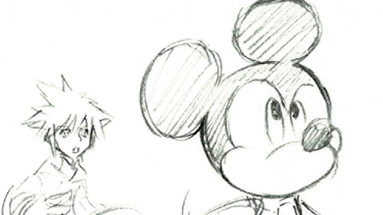 1280x720 See Kingdom Hearts Creator's King Mickey Sketch For Mickey Mouse - Mickey Mouse Line Drawing