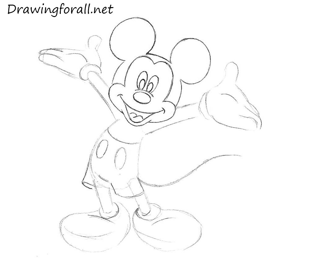 1000x833 How To Draw Mickey Mouse Face With Drawing Mickey Mouse Face - Mickey Mouse Outline Drawing