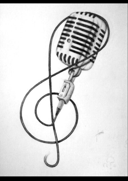 Microphone And Music Notes Drawing at PaintingValley.com | Explore ...