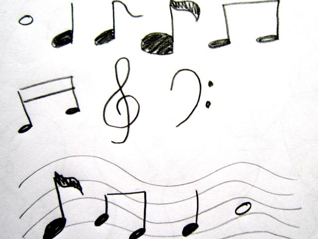 640x480 drawn music notes drawing microphone - Microphone And Music Notes Drawing