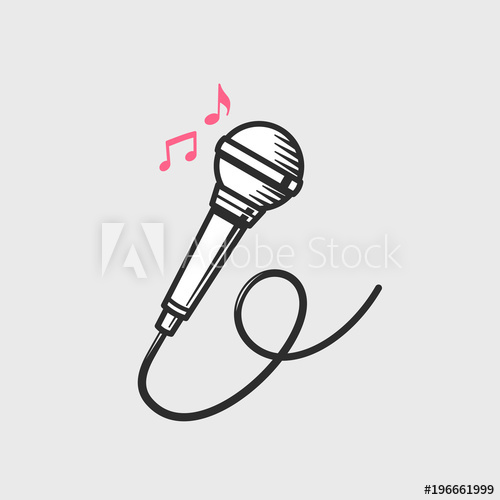 500x500 microphone icon with music notes vector illustratio - Microphone And Music Notes Drawing