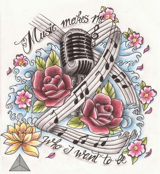 512x557 music makes me who i want to be flowers music notes microphone - Microphone And Music Notes Drawing