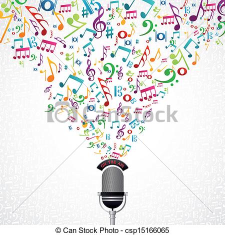 450x470 microphone with music notes clipart - Microphone And Music Notes Drawing