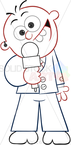 246x500 Stock Illustration Of Cartoon Line Drawing Of Reporter With Funny - Microphone Line Drawing