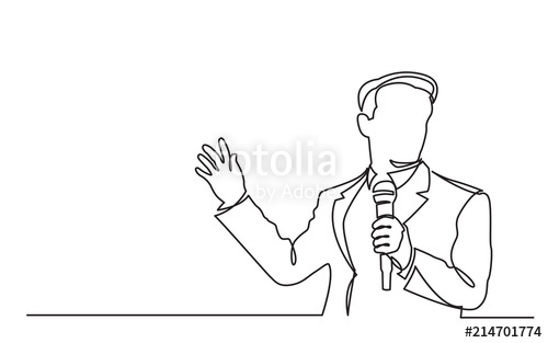 500x313 continuous line drawing of business presentation - Microphone Line Drawing