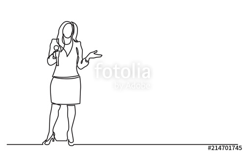500x313 continuous line drawing of business presentation - Microphone Line Drawing