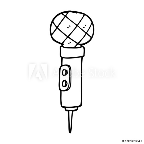 500x500 Line Drawing Cartoon Gold Microphone - Microphone Line Drawing