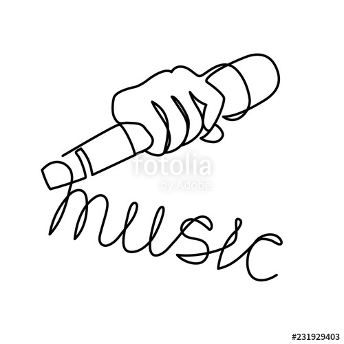 500x500 continuous line drawing of vector wired microphone icon thin line - Microphone Line Drawing
