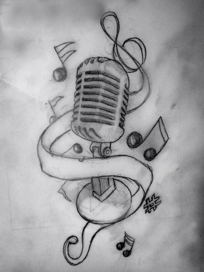 852x1136 Microphonetattoos Tattoos! Drawings, Music Tattoo Designs - Microphone Pencil Drawing