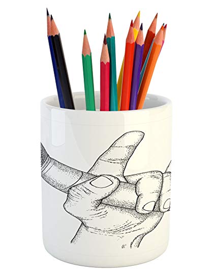 421x550 ambesonne popstar party pencil pen holder, hand drawn - Microphone Pencil Drawing
