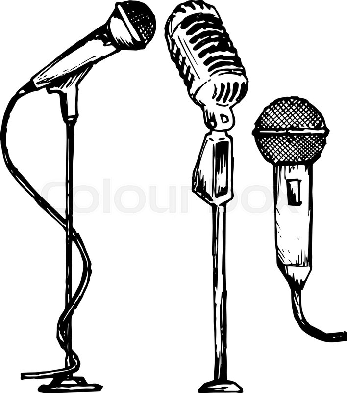 708x800 set microphone vector illustration, stock vector colourbox - Microphone Stand Drawing