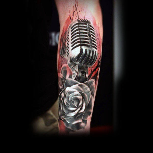 600x600 Microphone Tattoo Designs For Men - Microphone Tattoo Drawings