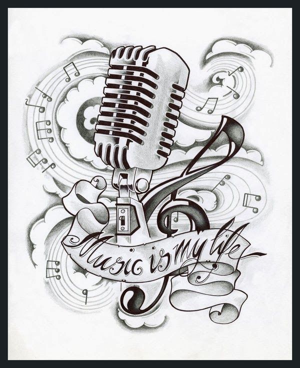 Microphone Tattoo Drawings At Paintingvalley Com Explore Collection Of Microphone Tattoo Drawings