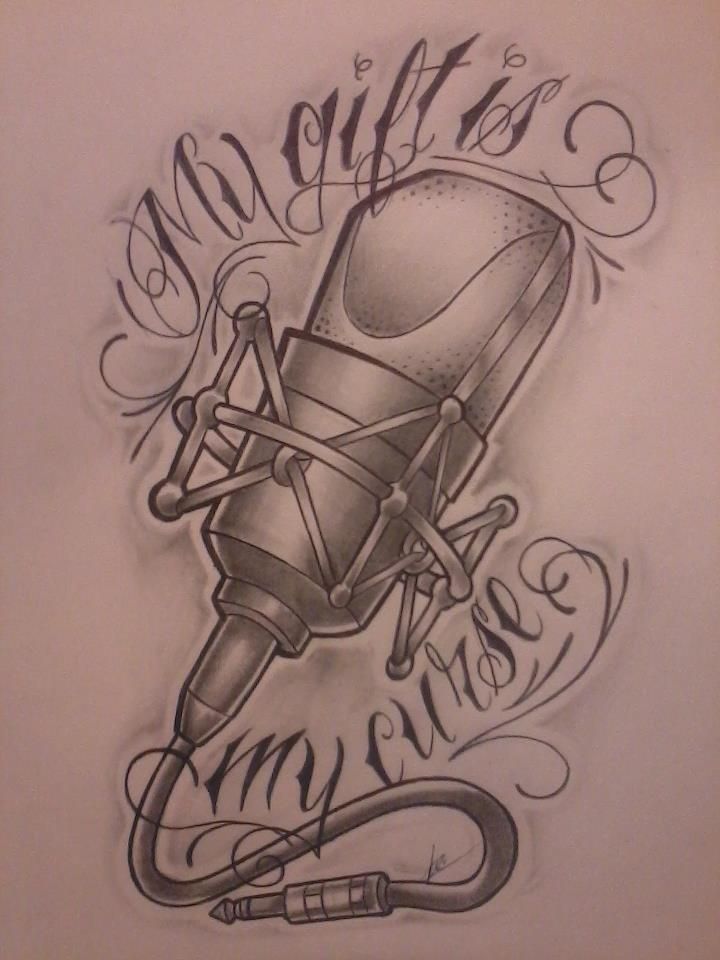 Microphone Tattoo Drawings At Paintingvalley Com Explore Collection Of Microphone Tattoo Drawings