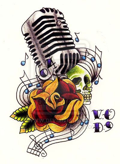 400x543 mic tattoos designs art ideas and designs - Microphone Tattoo Drawings