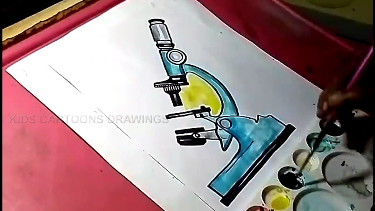 1280x720 How To Draw Microscope Color Drawing For Kids - Microscope Drawing