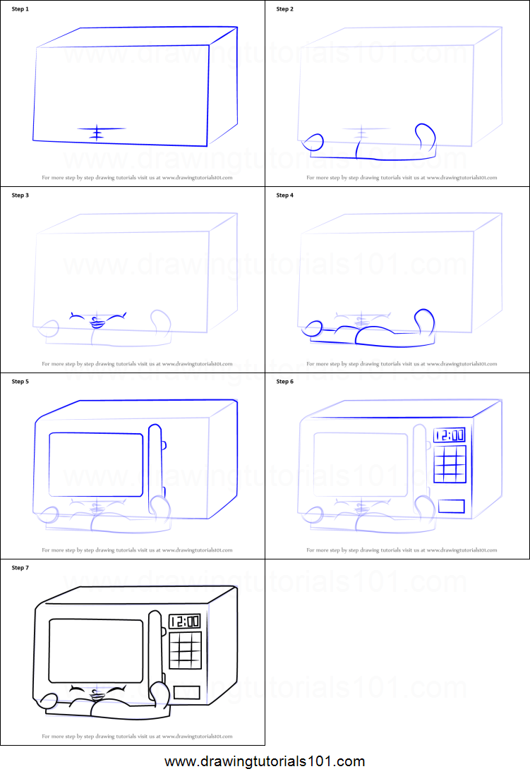 751x1107 how to draw zappy microwave from shopkins printable step - Microwave Drawing
