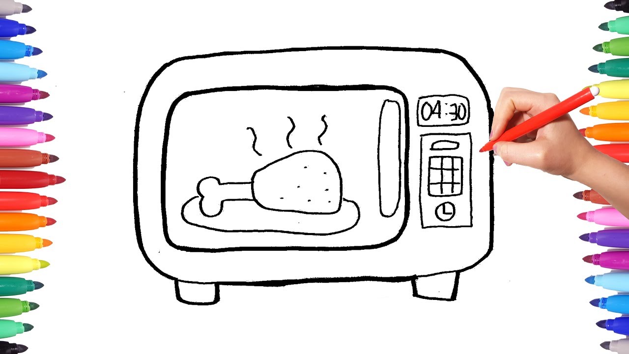 1280x720 how to draw a microwave oven drawing and coloring kitchen home - Microwave Drawing