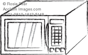 300x189 royalty free clip art image chalk drawing of the microwave oven - Microwave Drawing