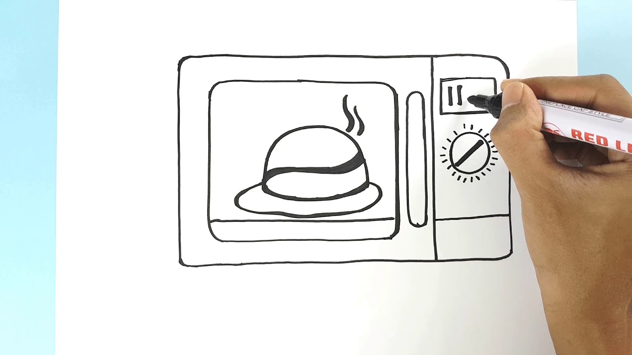 1280x720 how to draw microwave cooking burger easy step - Microwave Drawing
