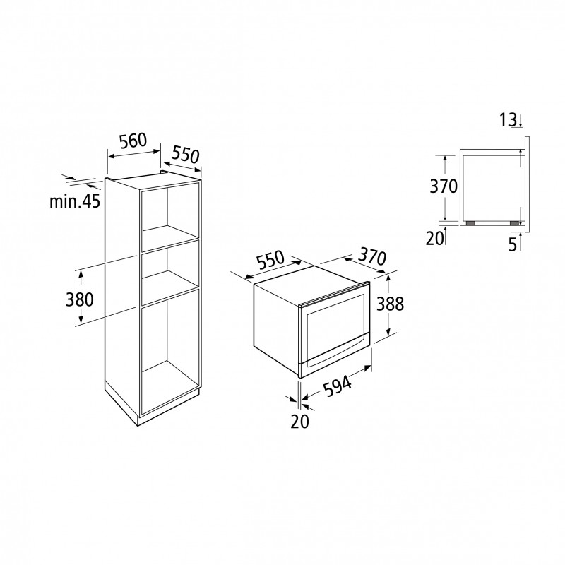 800x800 schock built in microwave oven with electric grill stainless - Microwave Oven Drawing