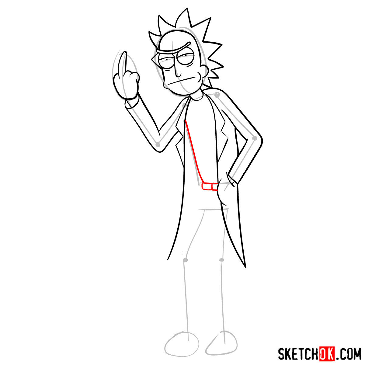 1200x1200 how to draw rick showing his middle finger - Middle Drawing