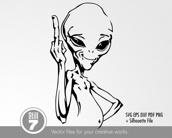 570x456 middle finger alien cutting dxf pdf png etsy - Middle Finger Drawing