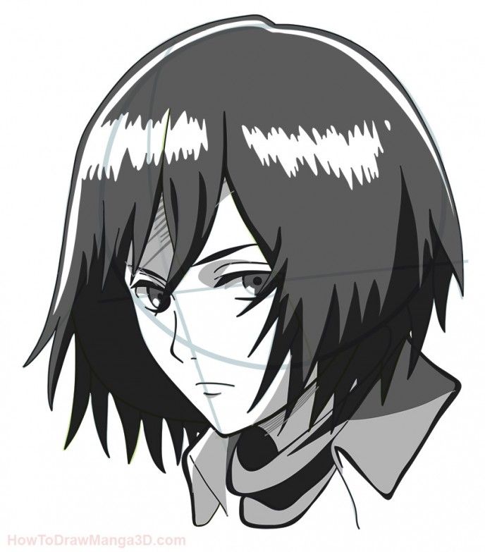 688x783 how to draw mikasa from attack on titan step - Mikasa Drawing