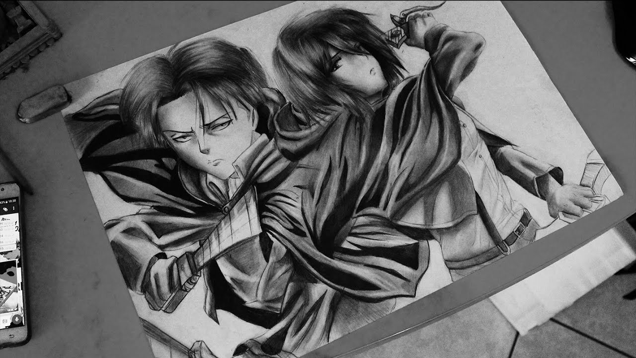 1280x720 mikasa levi ackerman speed drawing!!! - Mikasa Drawing