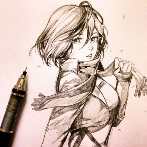 500x500 clivenzu mikasa ackerman attack on titan - Mikasa Drawing